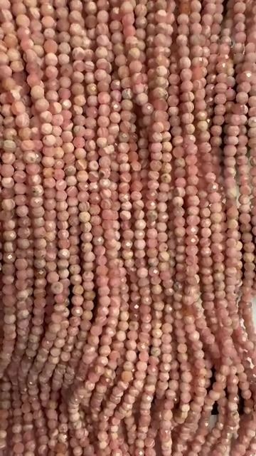 Argentinian Rhodochrosite Faceted AA 3mm beads on 40cm wire
