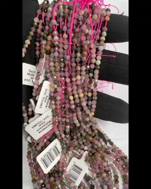 Faceted Multicolor Tourmaline AA 3mm beads on 40cm wire