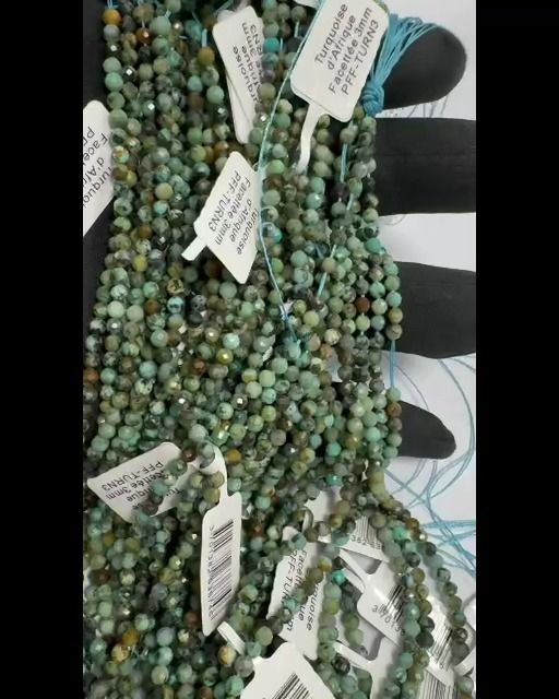 Faceted Natural African Turquoise A 3mm beads on 40cm wire