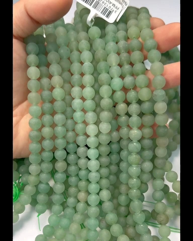 Green Aventurine A matt beads 8mm on a 40cm thread