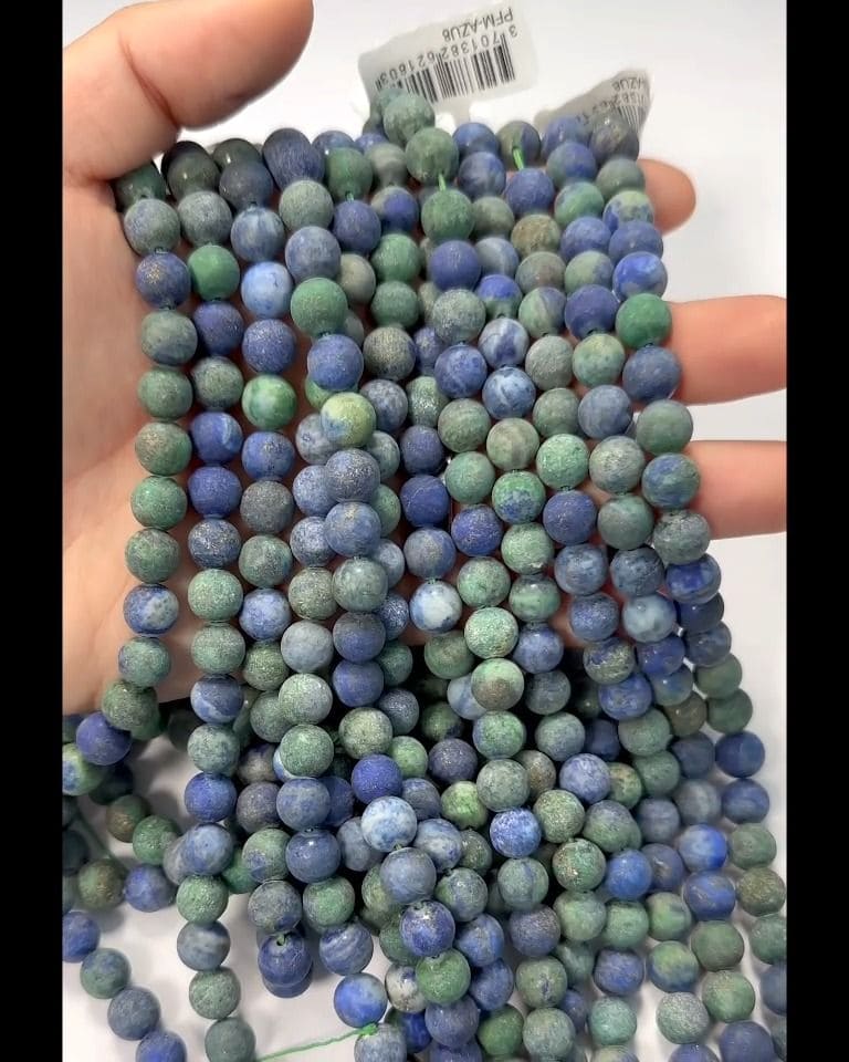 Azurite Malachite matte beads 8mm on a 40cm thread