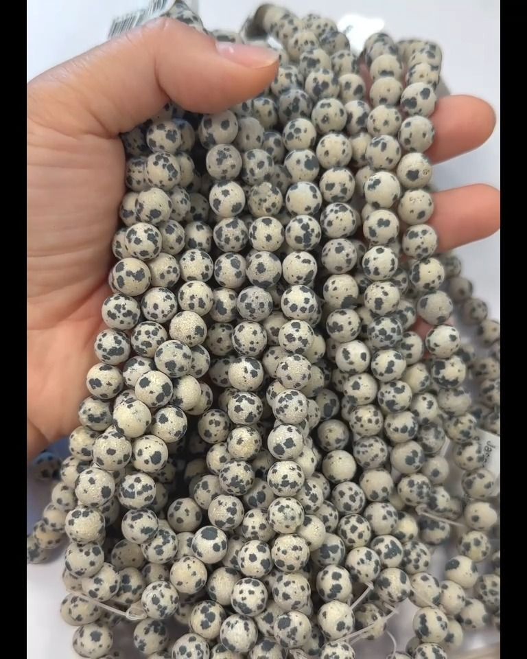 Dalmatian Jasper matte beads 8mm on a 40cm thread