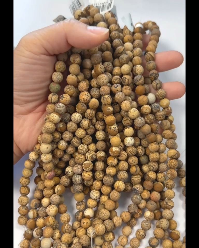 Jasper Landscape matte beads 8mm on a 40cm thread