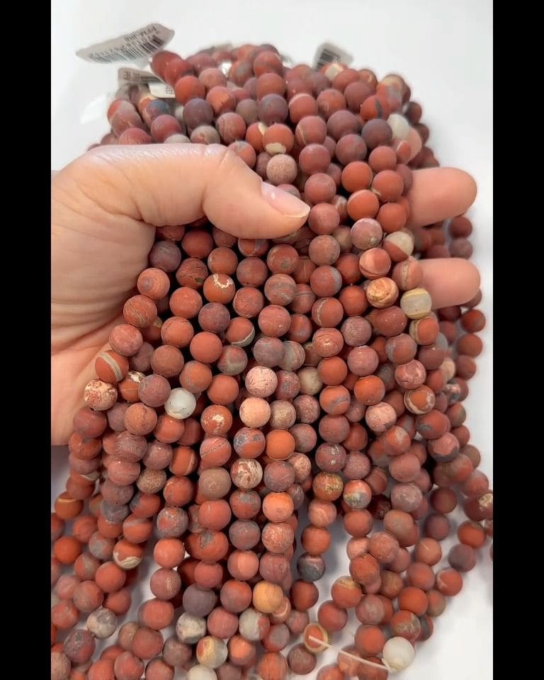 Red Jasper matte beads 8mm on a 40cm thread