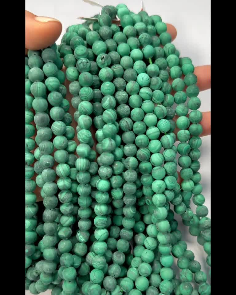 Malachite matte beads 7-8mm on 40cm wire