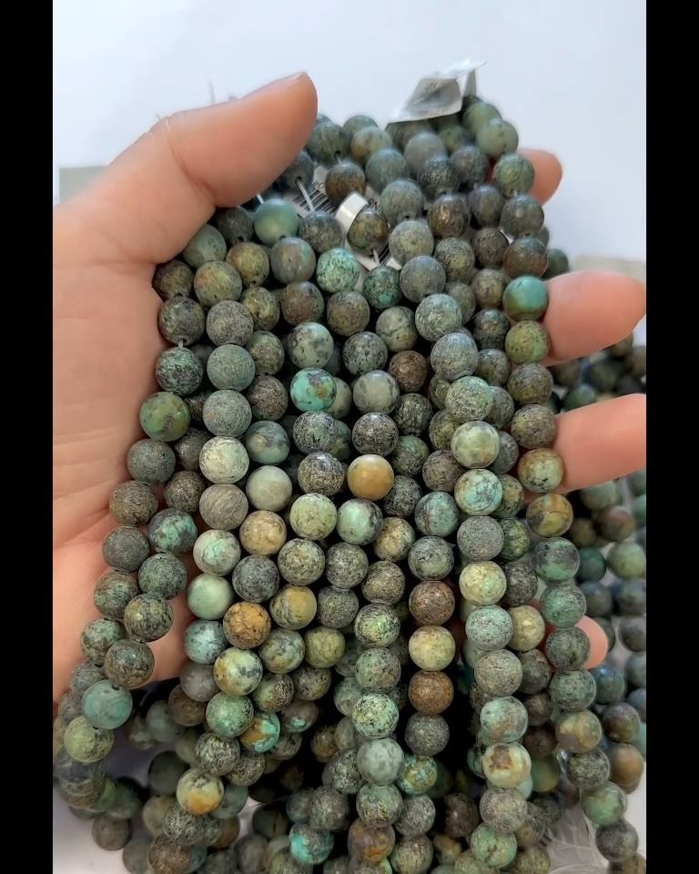 Natural turquoise from Africa matte beads 8mm on a 40cm thread