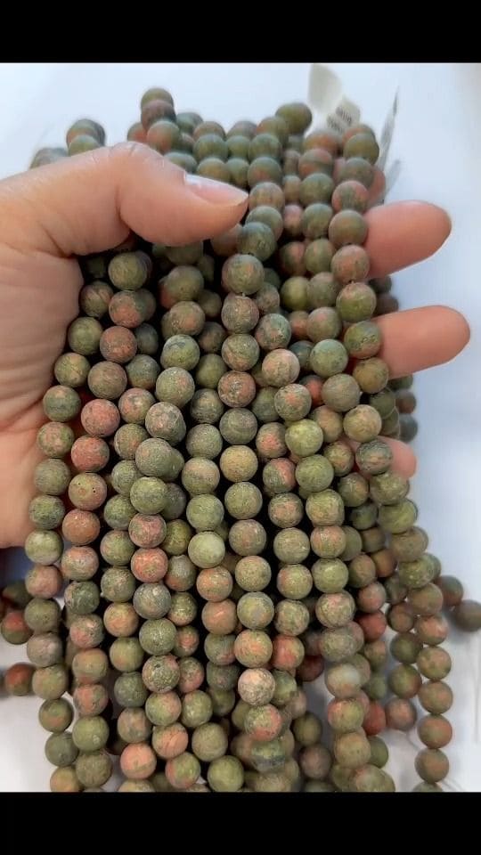 Unakite matte beads 8mm on a 40cm thread