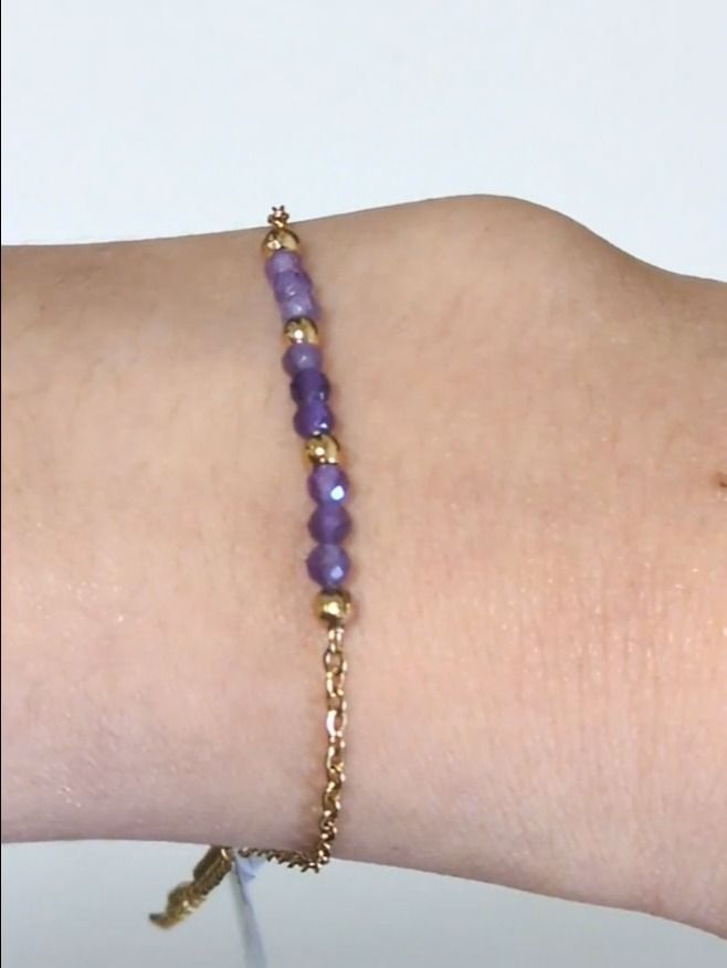Faceted Amethyst Bracelet – Gold-Plated Stainless Steel