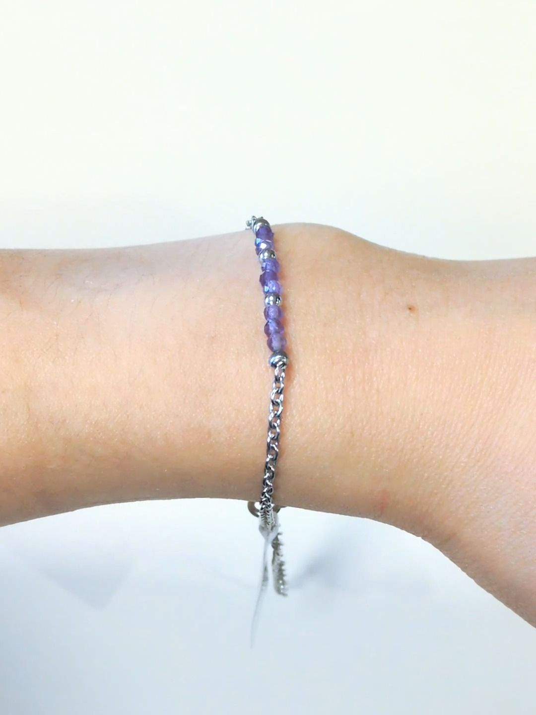 Faceted Amethyst Bracelet – Silver Stainless Steel