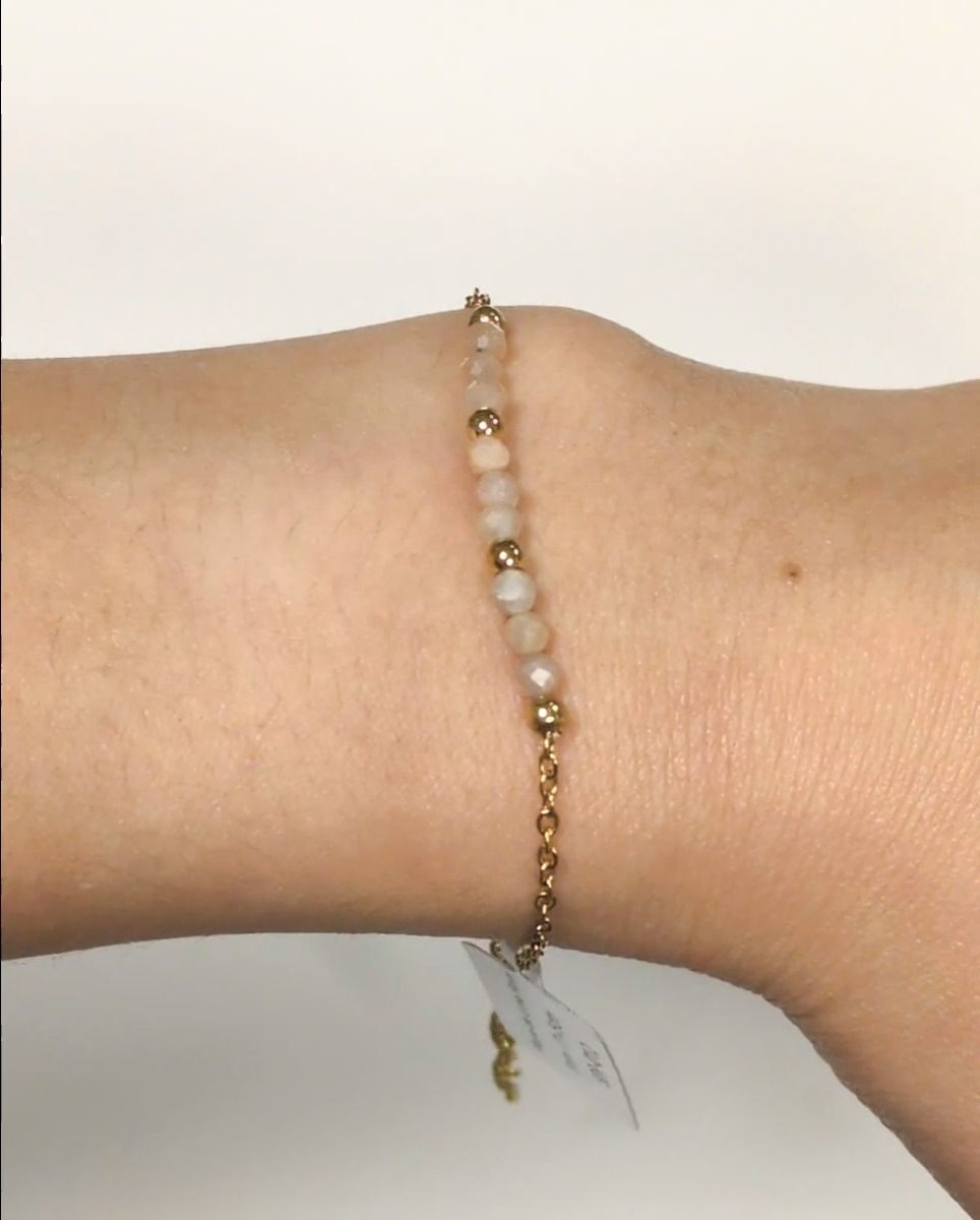 Faceted Pink Moonstone Bracelet – Stainless Steel