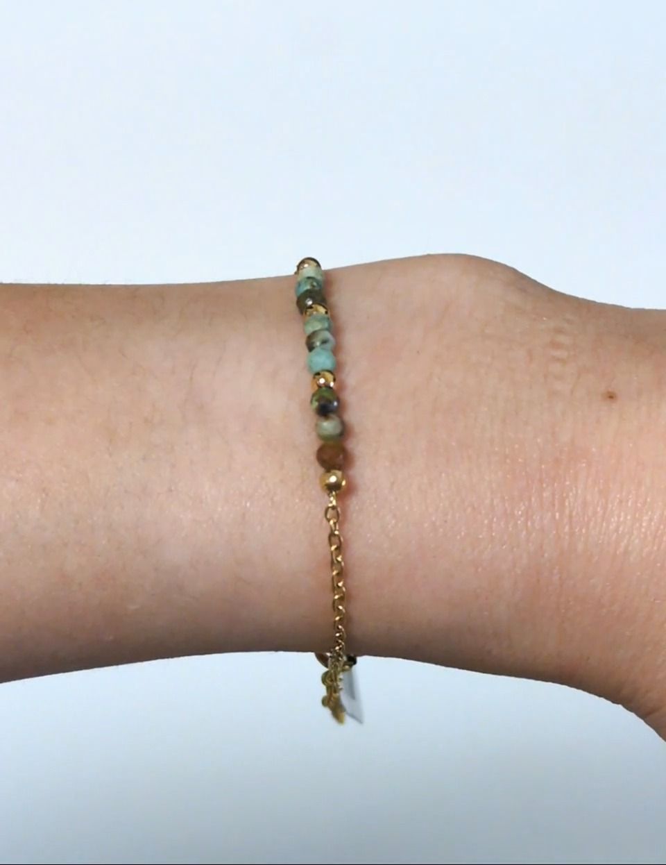 Faceted Natural African Turquoise Bracelet – Stainless Steel