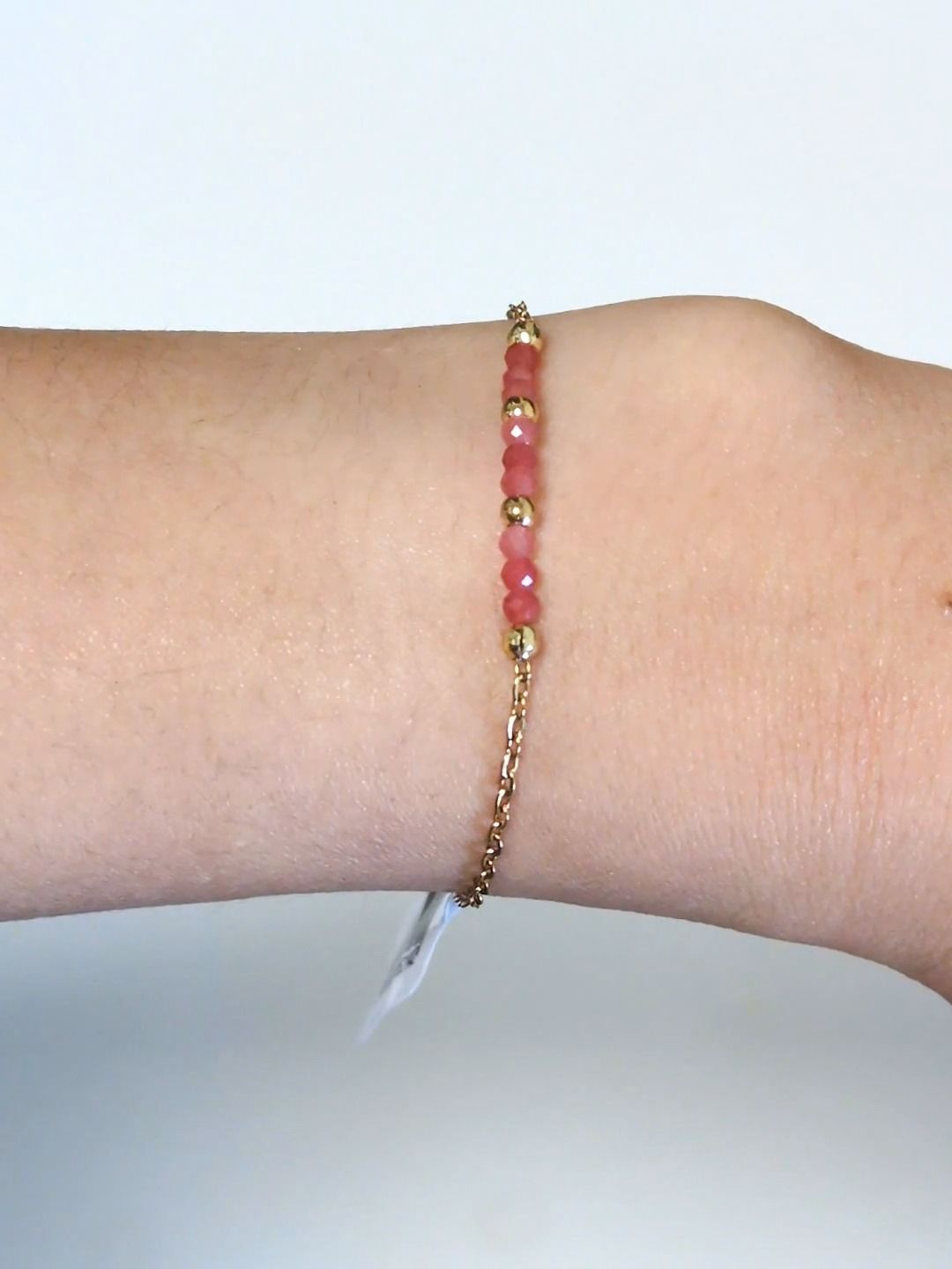 Faceted Pink Chalcedony Bracelet – Stainless Steel