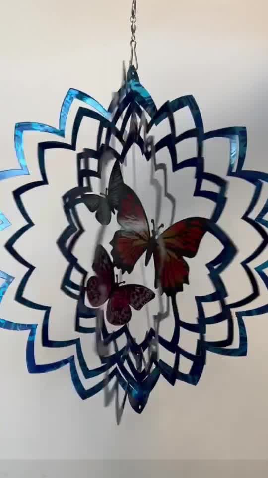 Wind chime 3D steel multicolored butterfly 30cm