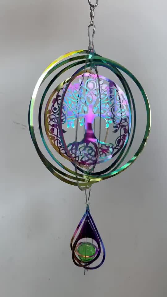 Wind chime 3D steel rainbow tree of life Cristal 15cm